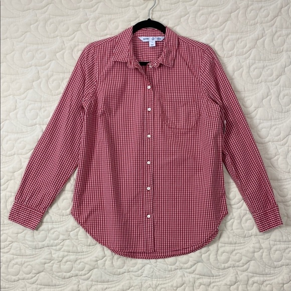 Old Navy Classic Red Check Button Down Shirt Cotton Size Medium - Picture 1 of 10